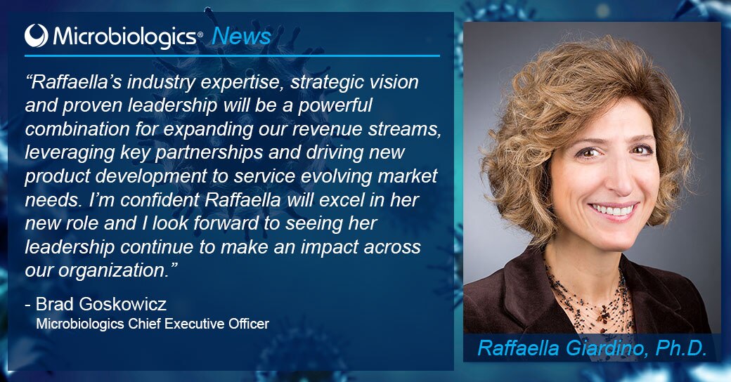 Microbiologics Executive Director, International Sales, Raffaella Giardino, Ph.D.